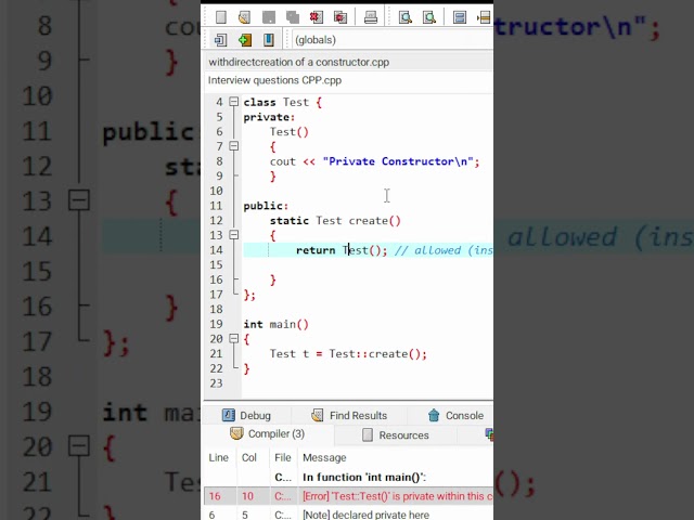 90% Fail This C++ Interview Question | Private Constructor in C++  #cplusplus #coding #cpp  #coding