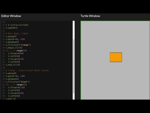 Bulldozer in Python Turtle - 2D