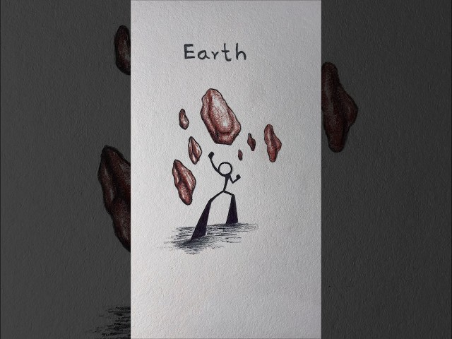 How to draw stickman with ( earth, fire, water )✨