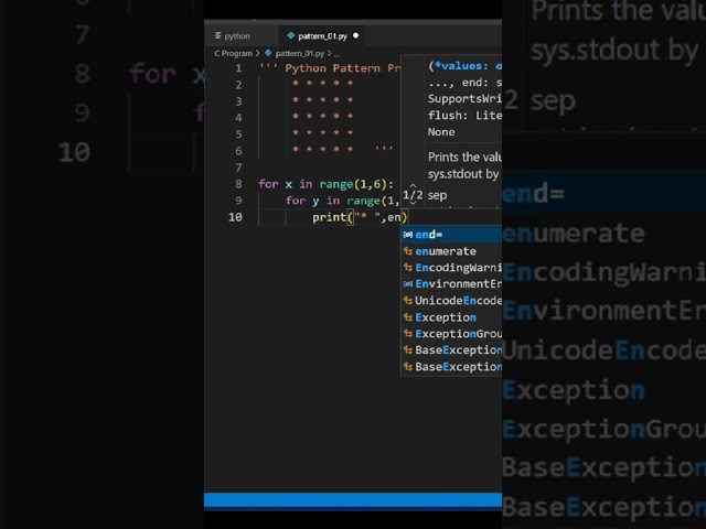 Python Programming Basic Pattern Tutorial || "⭐" Star pattern #coding #programming #python #viral