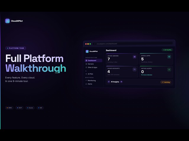 CloudAIPilot Full Platform Walkthrough | AI-Powered Multi-Cloud Management (AWS, GCP, Azure, DO)
