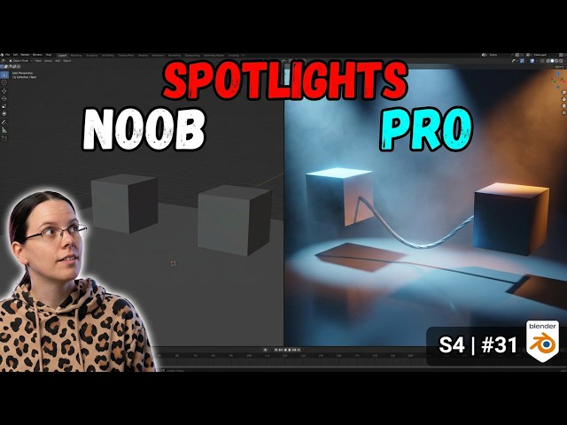 Spotlights. Blender Mini Tutorial (#31)(S4) #cgi #3dart #blender3d
