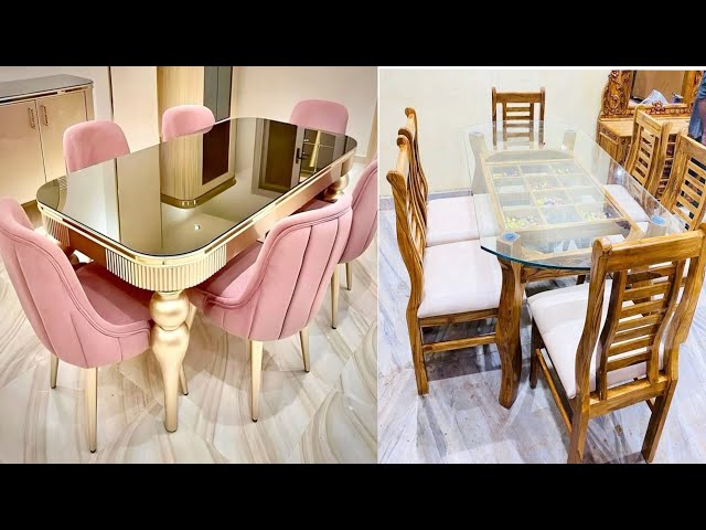 Modern Wooden Dining Table Design 2025 | Wooden and glass dining table | Modern dining table set