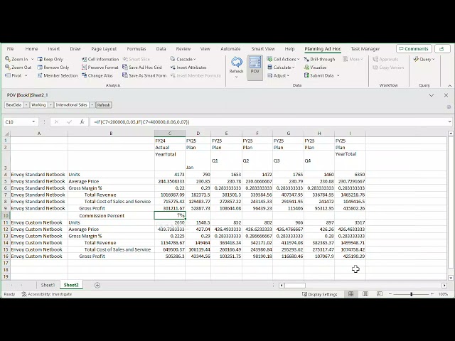 Adding Excel Formulas in Cloud EPM