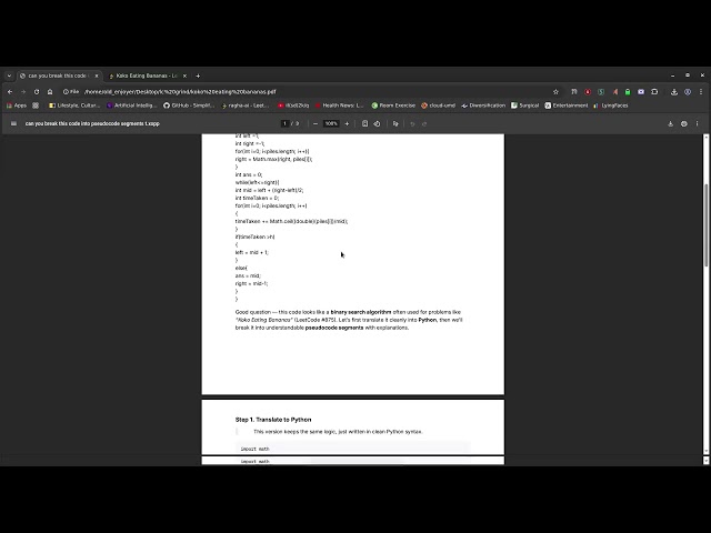 koko eating bananas (binary search exercise)