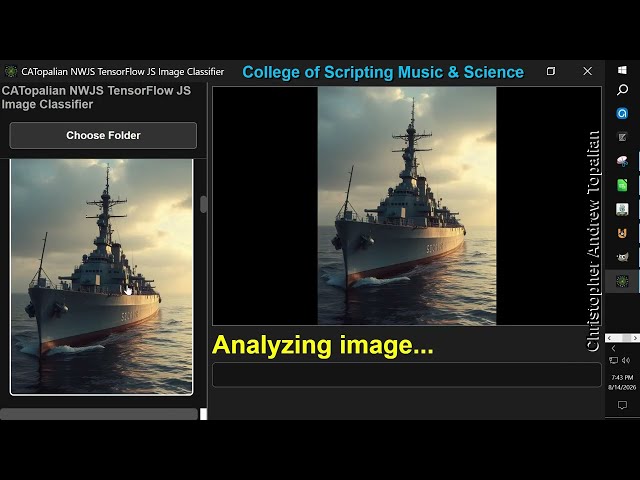 JavaScript NWJS TensorFlow.js Image Classifier
