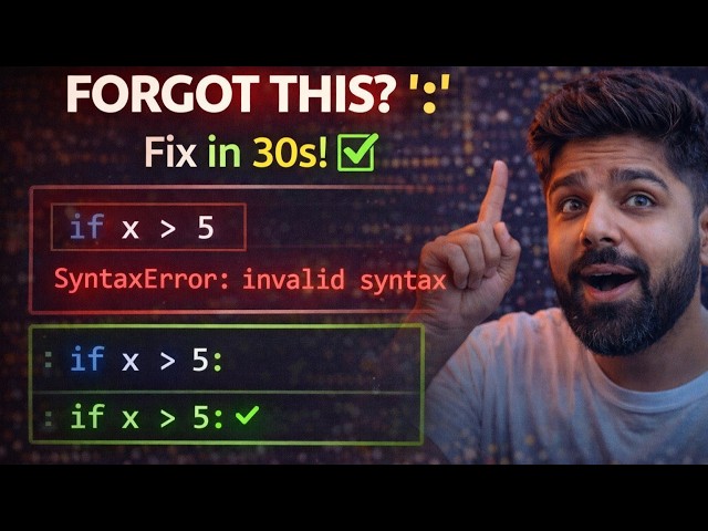 Python Error: Missing Colon (SyntaxError) Fixed in 30 Seconds! ⚡