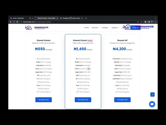 How To Purchase Hosting On HarmonWeb