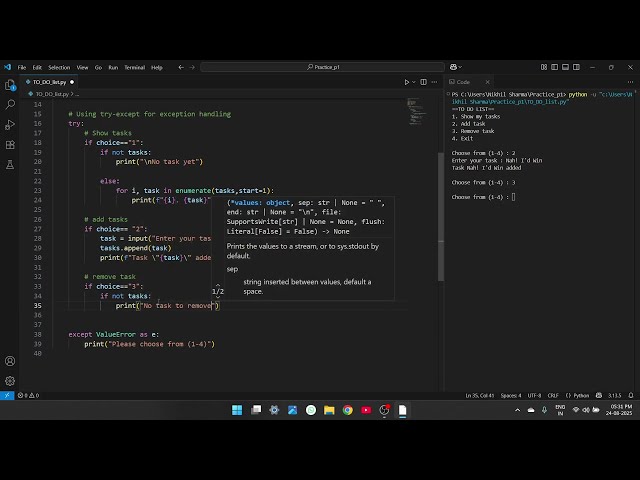 Making to do list using python
