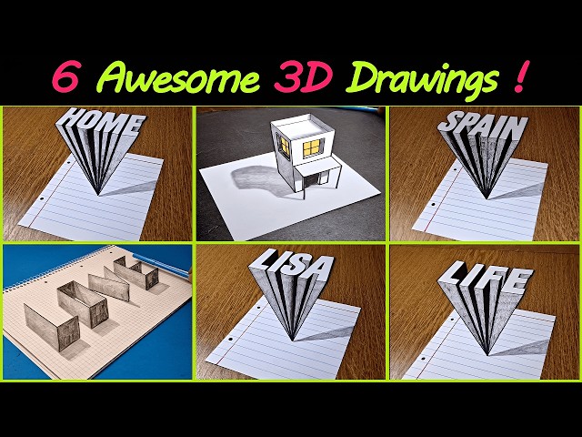 6 Easy 3D Optical Illusion Drawing Tutorials! 😱 Step-by-Step for Beginners