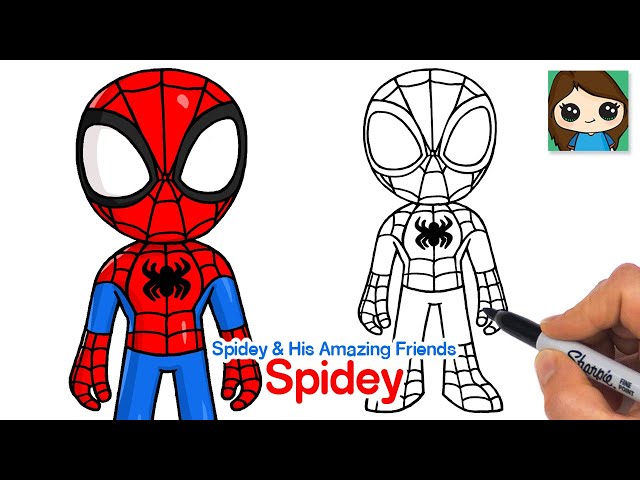 How to Draw Spiderman from Spidey and His Amazing Friends