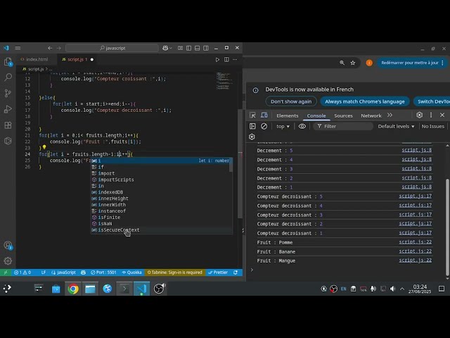 👉 JavaScript : Boucle for avancée (incrémentation et décrémentation) Part B