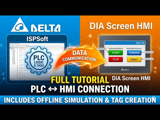 Delta PLC & HMI Programming | Communication, Tag Creation, and Screen Customization
