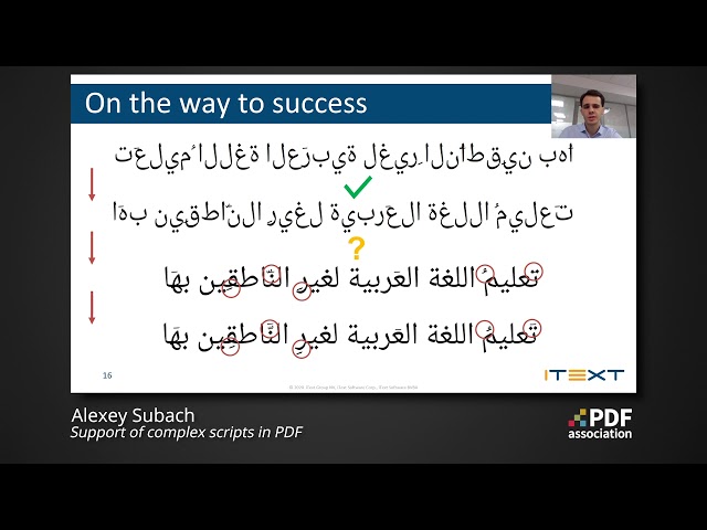 Support of complex scripts in PDF