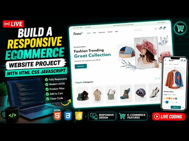 Build A Responsive Ecommerce Website Project with HTML CSS JavaScript #webdevelopment #fullstack #ui