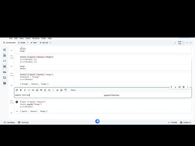 Google Colab দিয়ে Python শেখা | Python List Methods | বাংলা