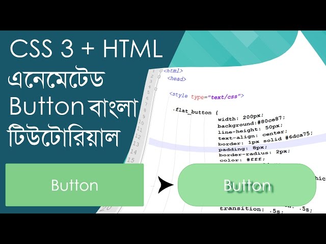 HTML, CSS এনেমেটেড বাটন বাংলা টিউটোরিয়াল।