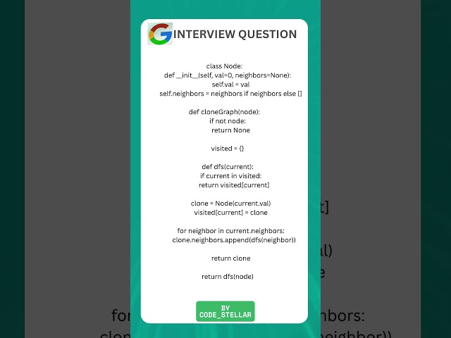 Google Interview Question | Clone a Graph | Python Solution with Explanation | Graph Deep Copy