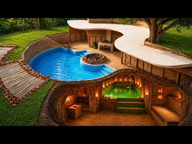 2 Men Build Most Beautiful Underground Jungle House With Private Pools
