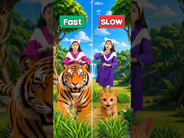 English Opposite Words for Kids! 😍 | Fast–Slow, Stop–Go, Yes–No | Adi Connection AC #shorts
