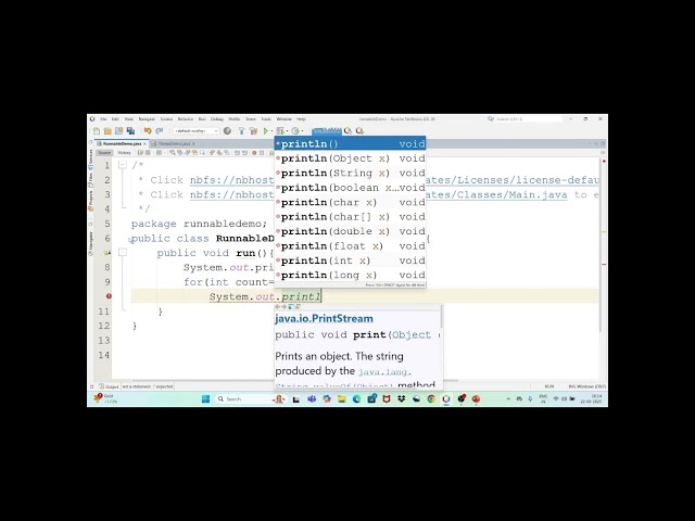 Java Program to create Thread using Runnable Interface  #javathreads #java #javatutorial #coding