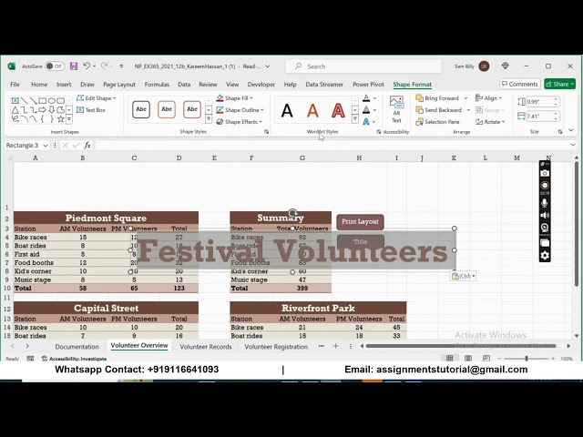 New Perspectives Excel 2019 | Module 12: SAM Project 1b Piedmont Riverfront Festival
