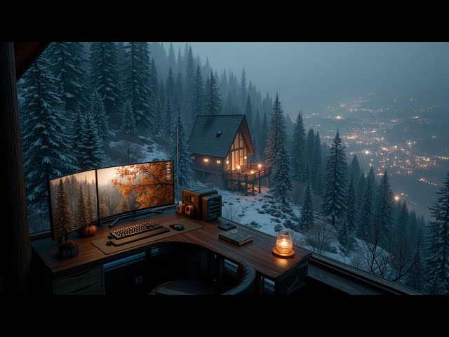 Cozy Winter Deep Work Music | Focus & Study in a Snowy Cabin | Ambient Productivity Beats