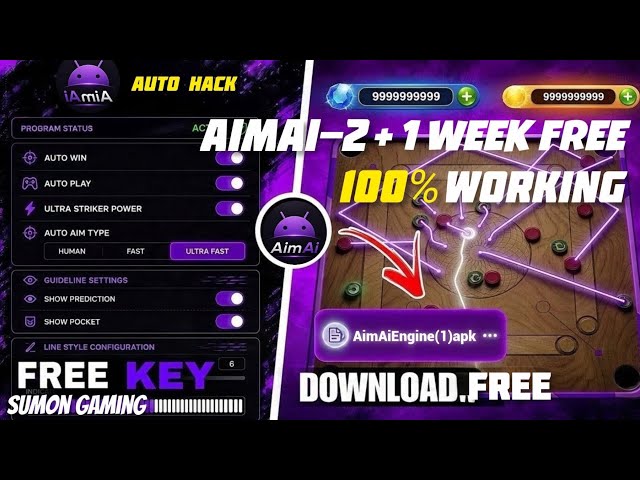 Carrom Pool 🥶 AimAi-2 Auto Hack +1 Week Free 😊 100% Free Working Trick 🤡🔥#carrompool #sumongaming 
