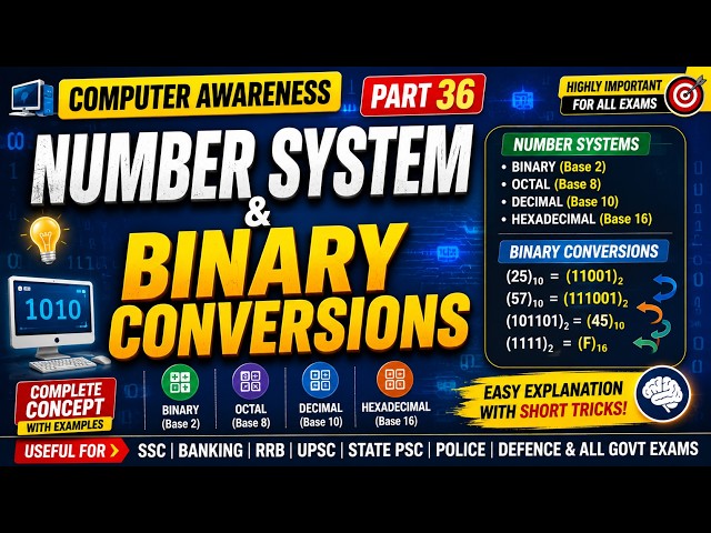 Computer Awareness Part 36 | Number System & Binary Conversions
