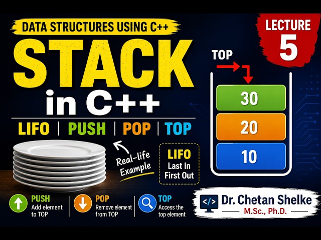 Stack in Data Structures | LIFO, PUSH, POP & TOP Explained | C++