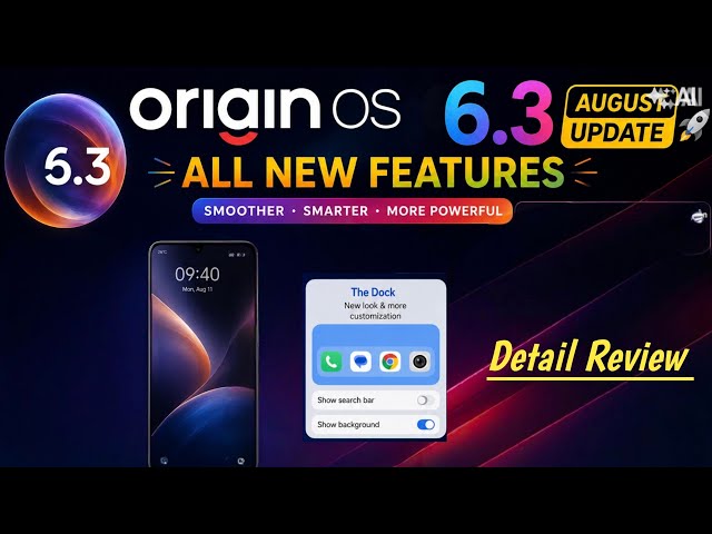 Vivo & iQOO Origin OS 6.3 August Update | Origin OS 6 August Update All New Features Details