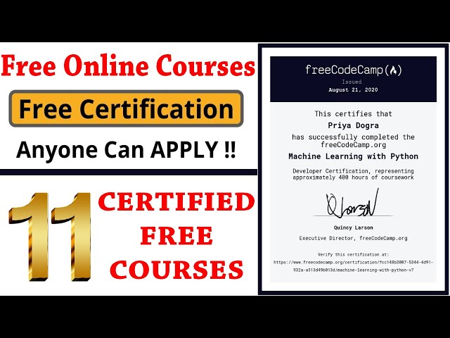 Free Coding Courses with Certificates | Free Code Camp Courses | Python with Machine learning Course