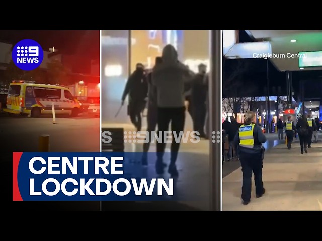 Machete brawl plunges busy shopping centre into lockdown | 9 News Australia