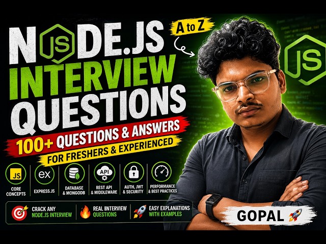 Node.js Interview Questions (A to Z) | 100+ Questions & Answers for Freshers and Experienced | Gopal
