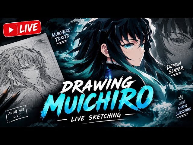 🌫️ DRAWING MUICHIRO TOKITO LIVE! 🔥 | Demon Slayer Anime Art ✍️