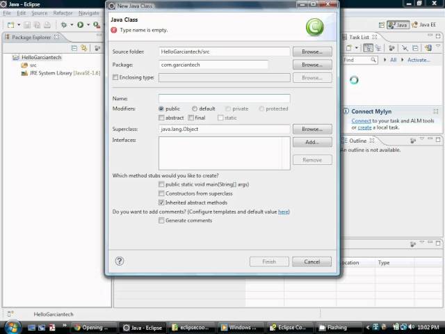 Creating new java class in Eclipse - Garciantech.com
