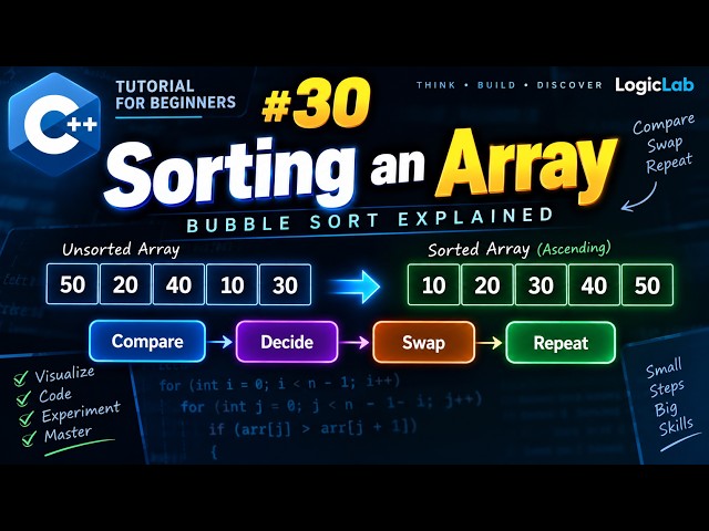 C++ Tutorial for Beginners #30 — Sorting an Array | Learn C++