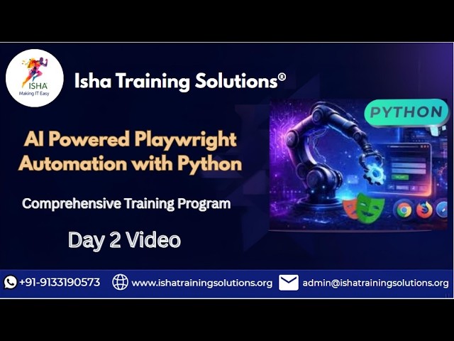 AI-Powered Playwright with Python Day 2 Video on 19th Aug 2026.Call/WhatsApp on 9133190573 to Enroll
