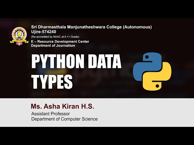 SDM E-learning | Python Data types | Ms. Asha Kiran H.S.