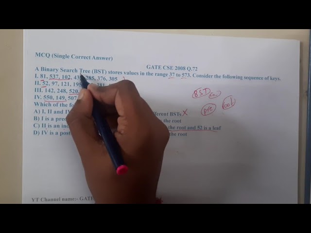 GATE CSE 2008 Q 72 || Trees ||Data Structure || GATE Insights Version: CSE