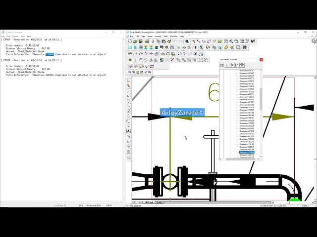 Smart 3D / SmartSketch: Error -2147217390 | Dimension is not attached to an object