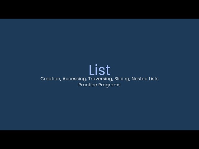 Python Lists | Lecture 12 | Web Point