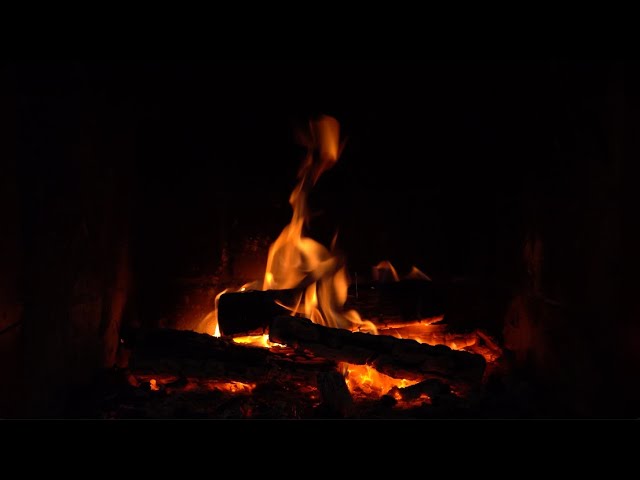 Night Fire Burning 12 Hours 🔥 Winter Wood Crackling Sounds for Rest | Cold Evening Flames No Music