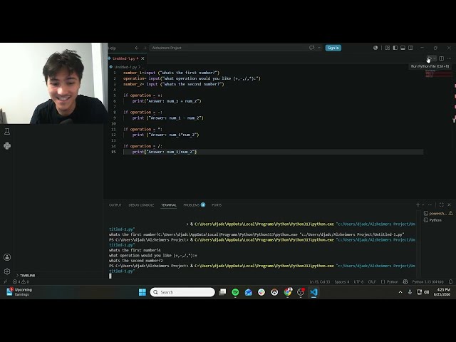 making SUPER SIMPLE calculator with python (unedited)