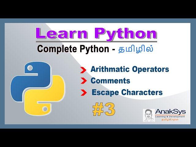 Python - Comment, Operators, Escape Sequences | Learn Python  in Tamil