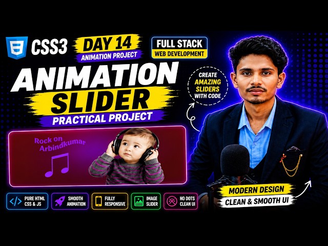 Full Stack Web Development | CSS3 Slider Animation Project | Create Smooth Image Slider | Day 14