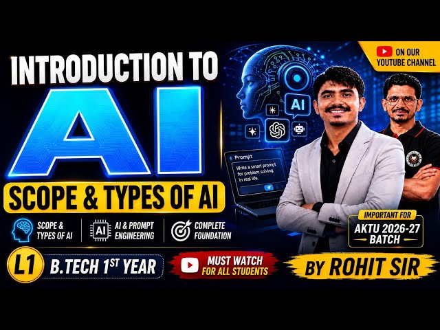 Introduction to AI | Scope & Types of AI | AI & Prompt Engineering | L1 | B.Tech 1st Year |Rohit Sir