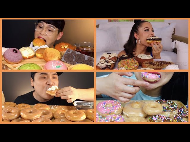 ASMR Donut Compilation Eating Desserts Party Mukbang