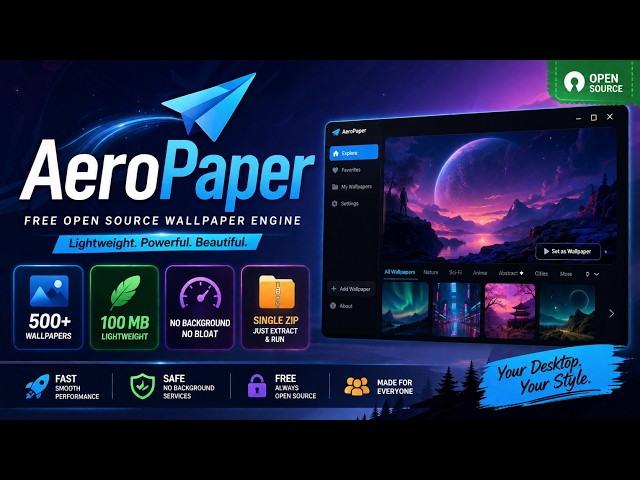 AeroPaper - FREE Open Source Wallpaper Engine | 500+ Wallpapers | Steam Wallpaper Engine Alternative