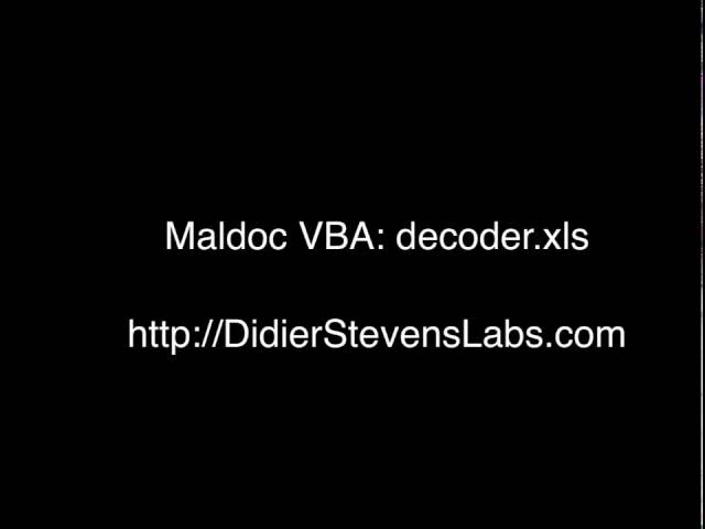 Maldoc VBA: decoder.xls